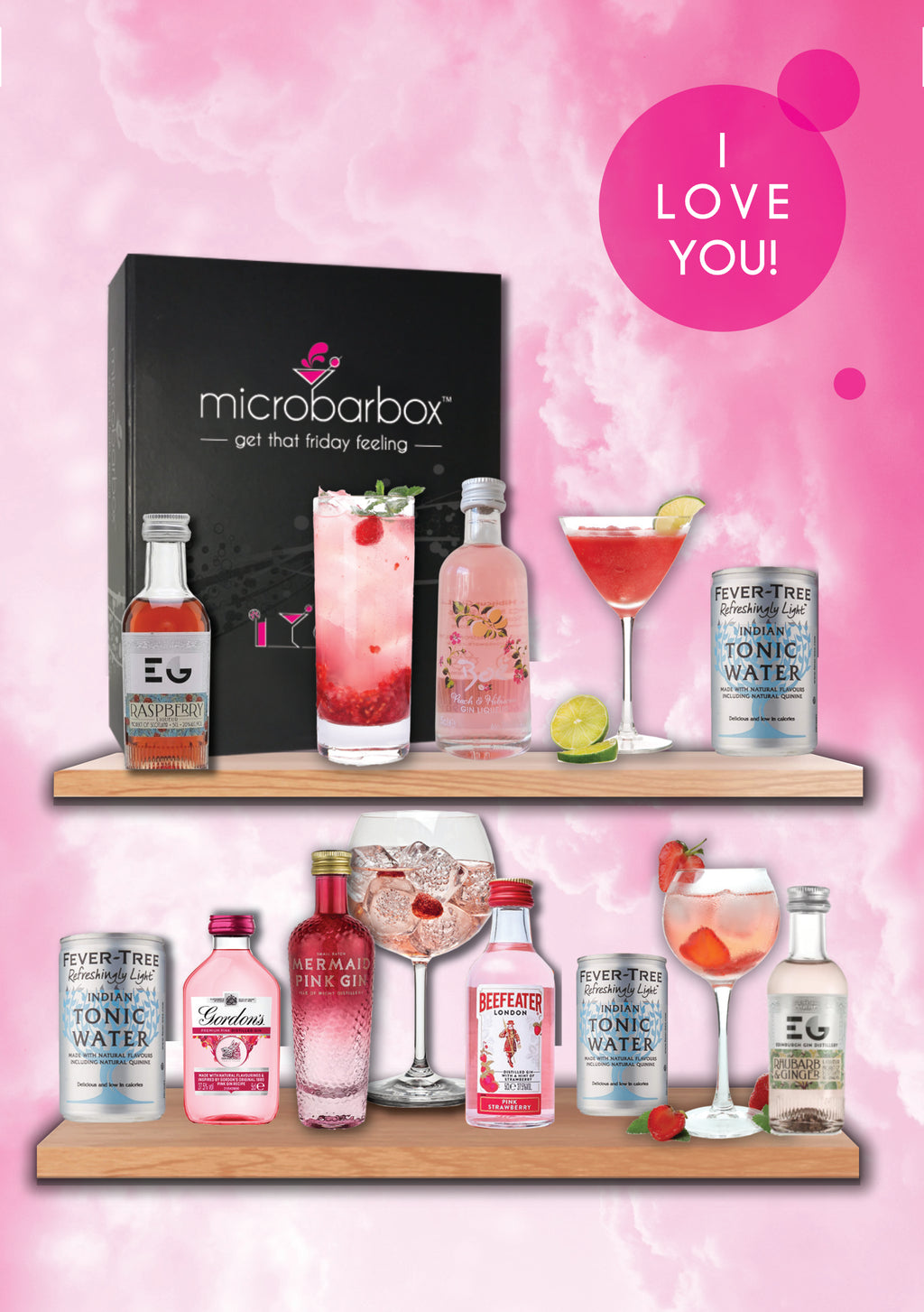 I Love You Pink Gin Heaven Gift Set Cocktail Gift Set